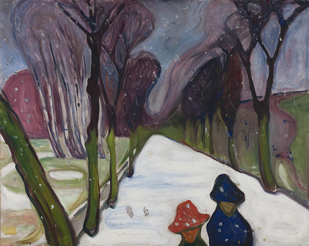 Edvard Munch Nysnø i alleen,